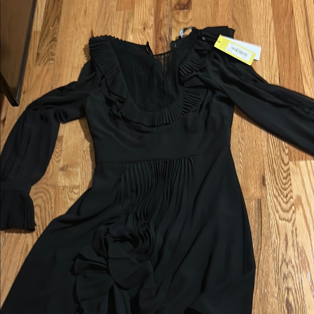 Karen Millen Blue One Shoulder Bishop Sleeve Dress